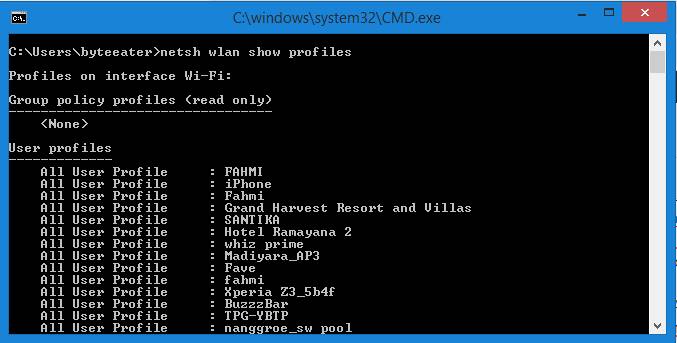 Daftar WiFi yang pernah terhubung ke laptop kamu.